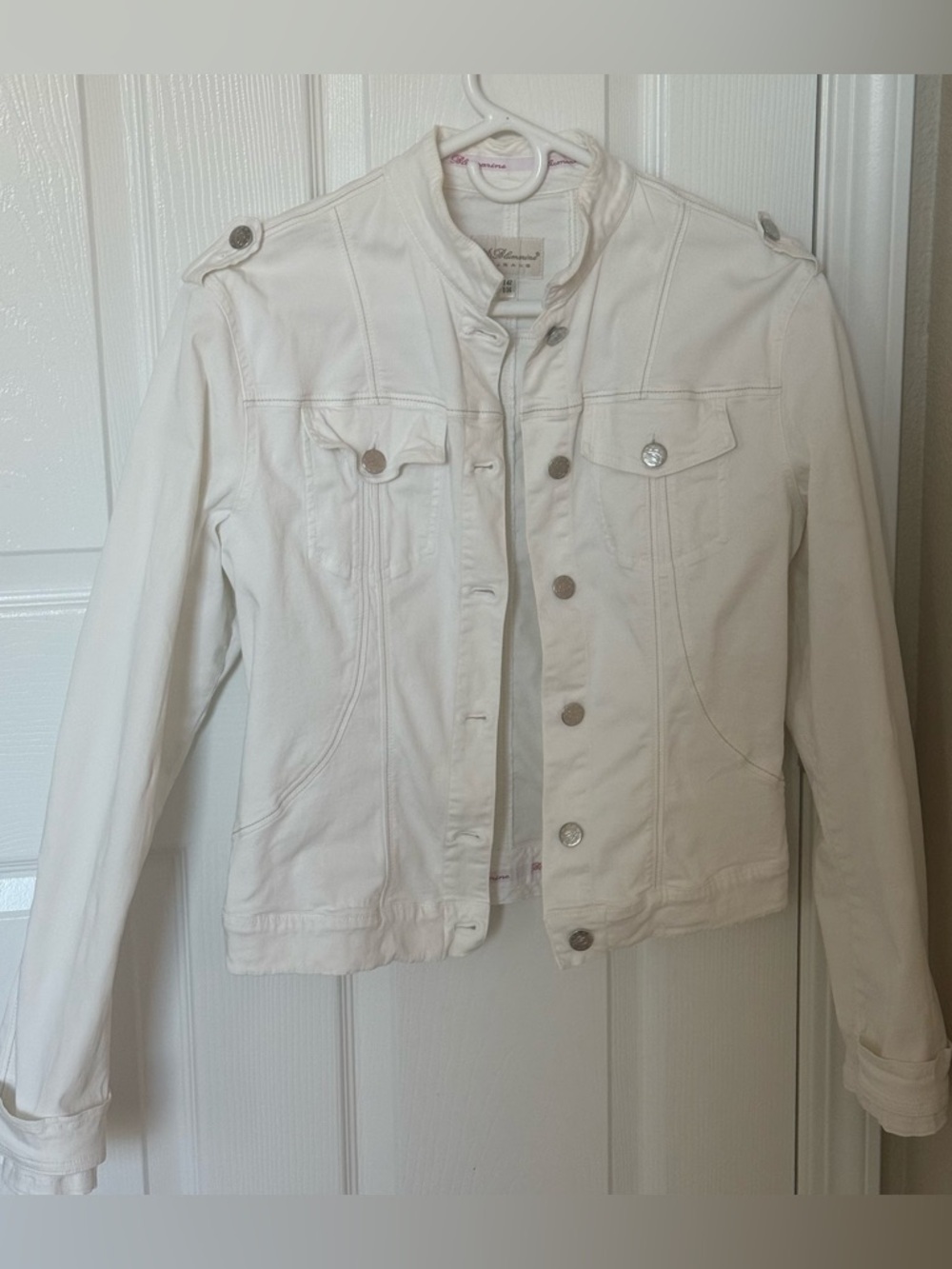 Italian Women's White Button-Front Denim Jacket